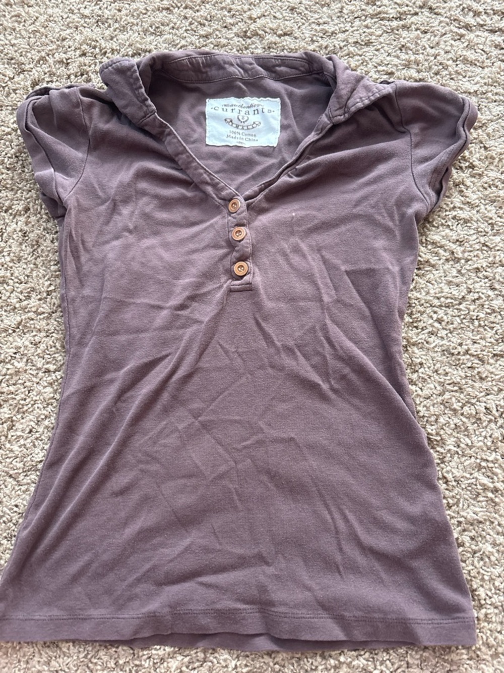 Espresso Brown Short-Sleeve Henley Top